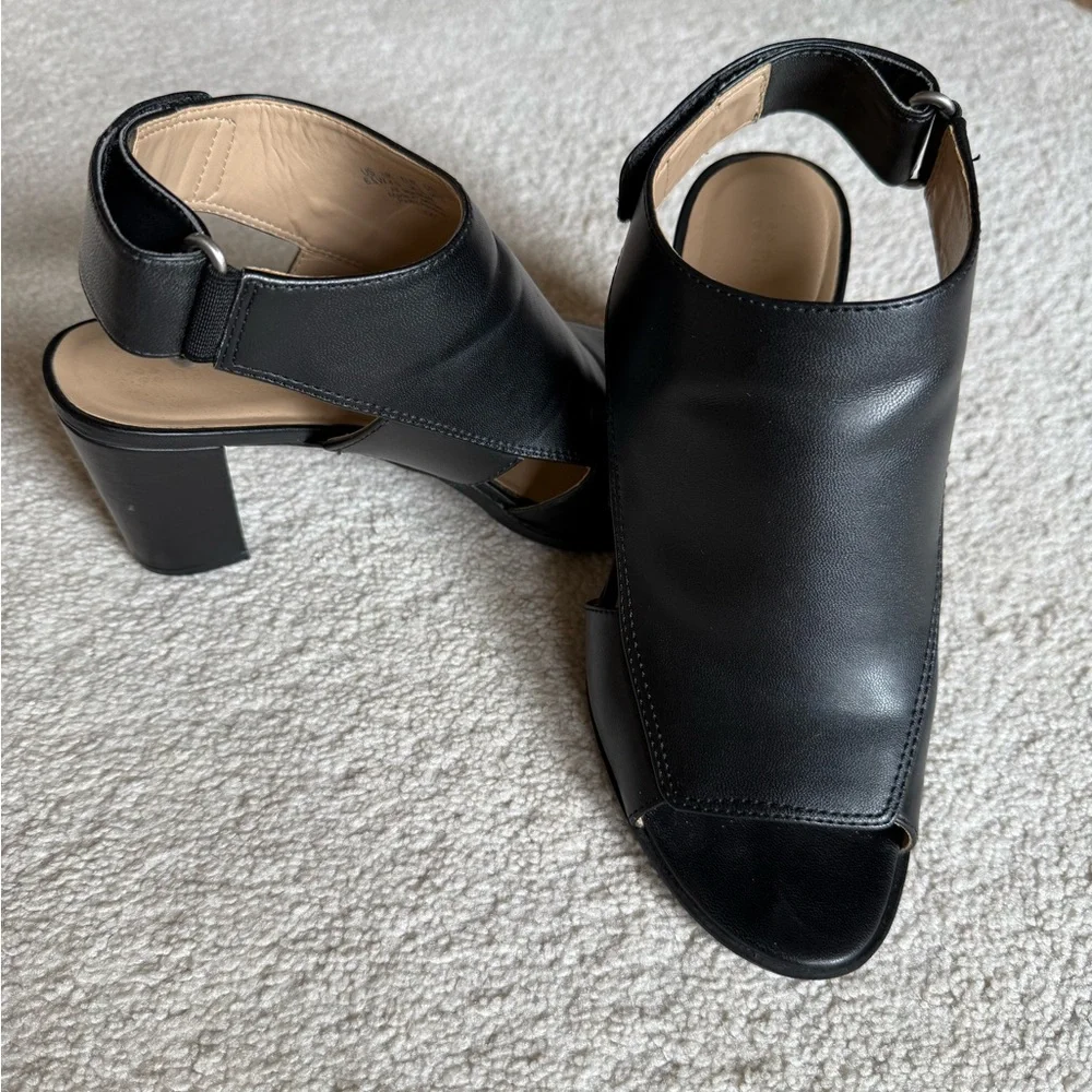 Naturalizer Black Open-Toe Heels - Picture 1 of 7